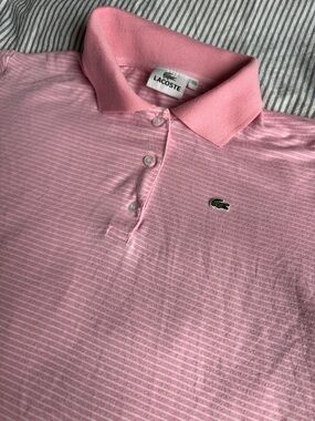 Lacoste Light Pink Striped Polo Shirt